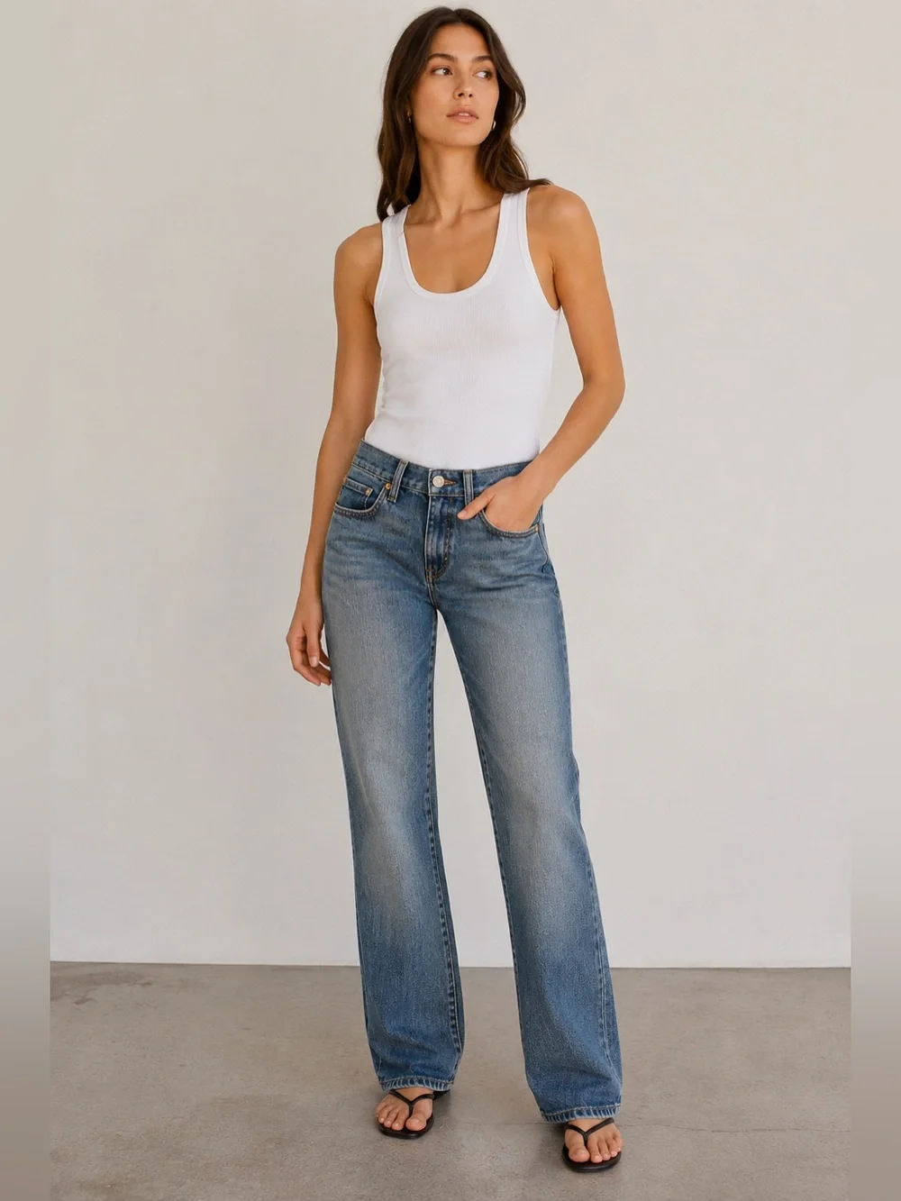 Tory Burch Straight Leg Medium Wash Jeans